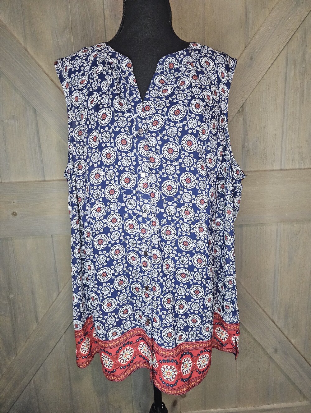 Roz & Ali Sleeveless Floral Blouse Size 2X